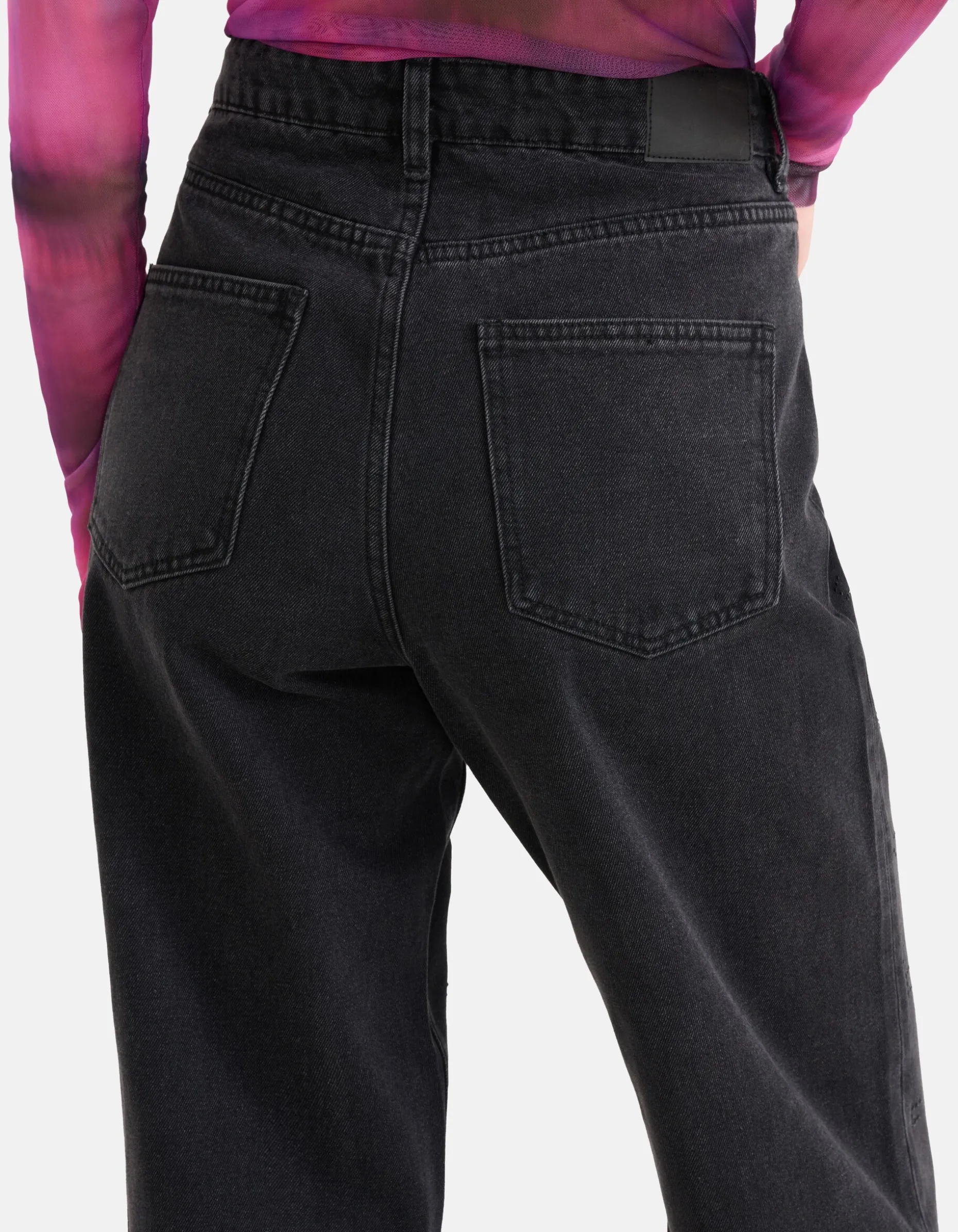 Strass Wide Leg Jeans Zwart