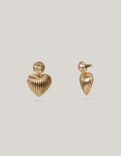 Striped Heart Oorbellen Goud