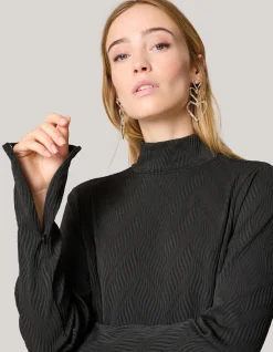 Structure Swirl Jurk Zwart