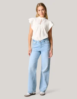 Structuur Ruffle Top Wit