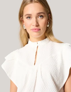 Structuur Ruffle Top Wit