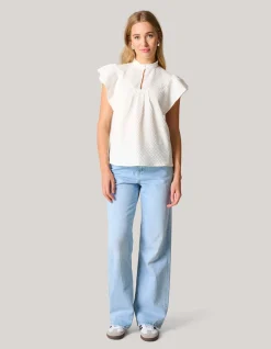 Structuur Ruffle Top Wit