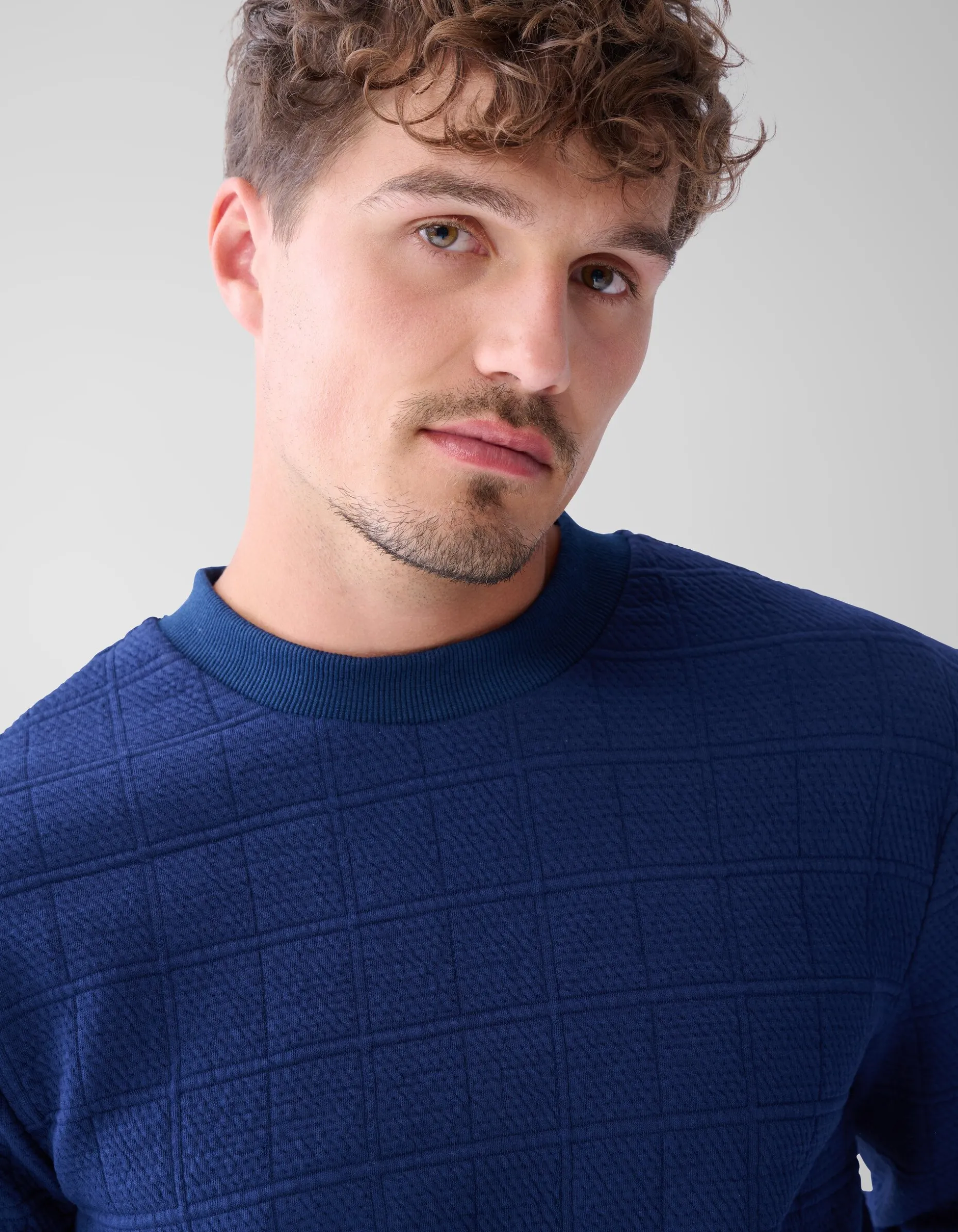 Structuur Sweater Donkerblauw