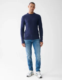 Structuur Trui Donkerblauw