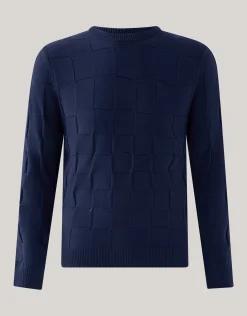 Structuur Trui Donkerblauw