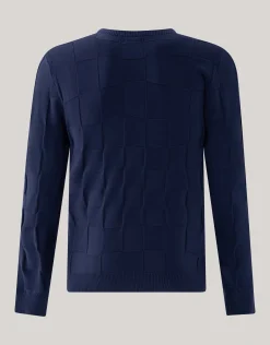 Structuur Trui Donkerblauw