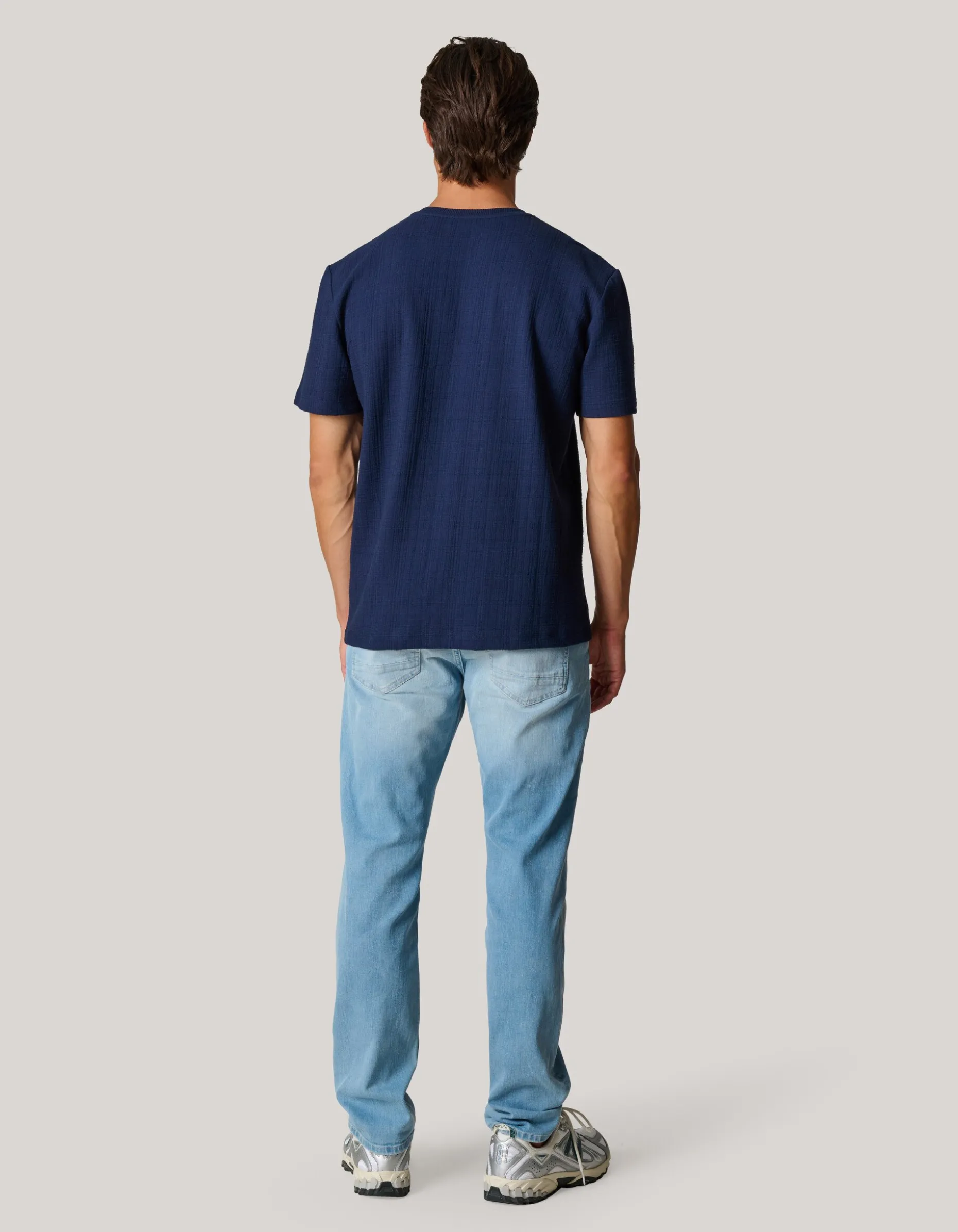 Structuur T-shirt Donkerblauw