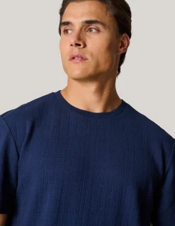 Structuur T-shirt Donkerblauw