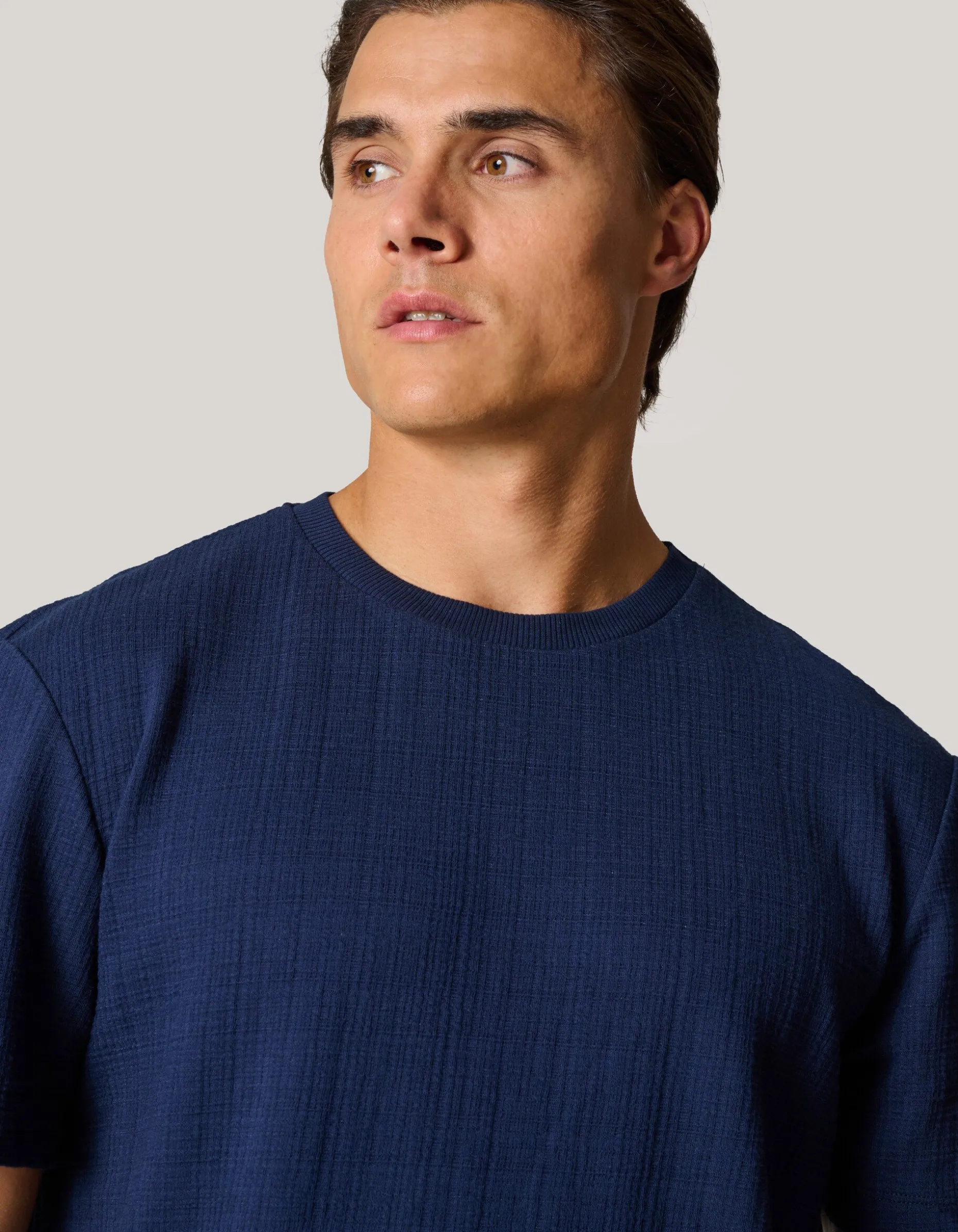 Structuur T-shirt Donkerblauw
