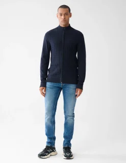 Structuur Zip Vest Donkerblauw