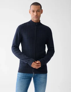 Structuur Zip Vest Donkerblauw