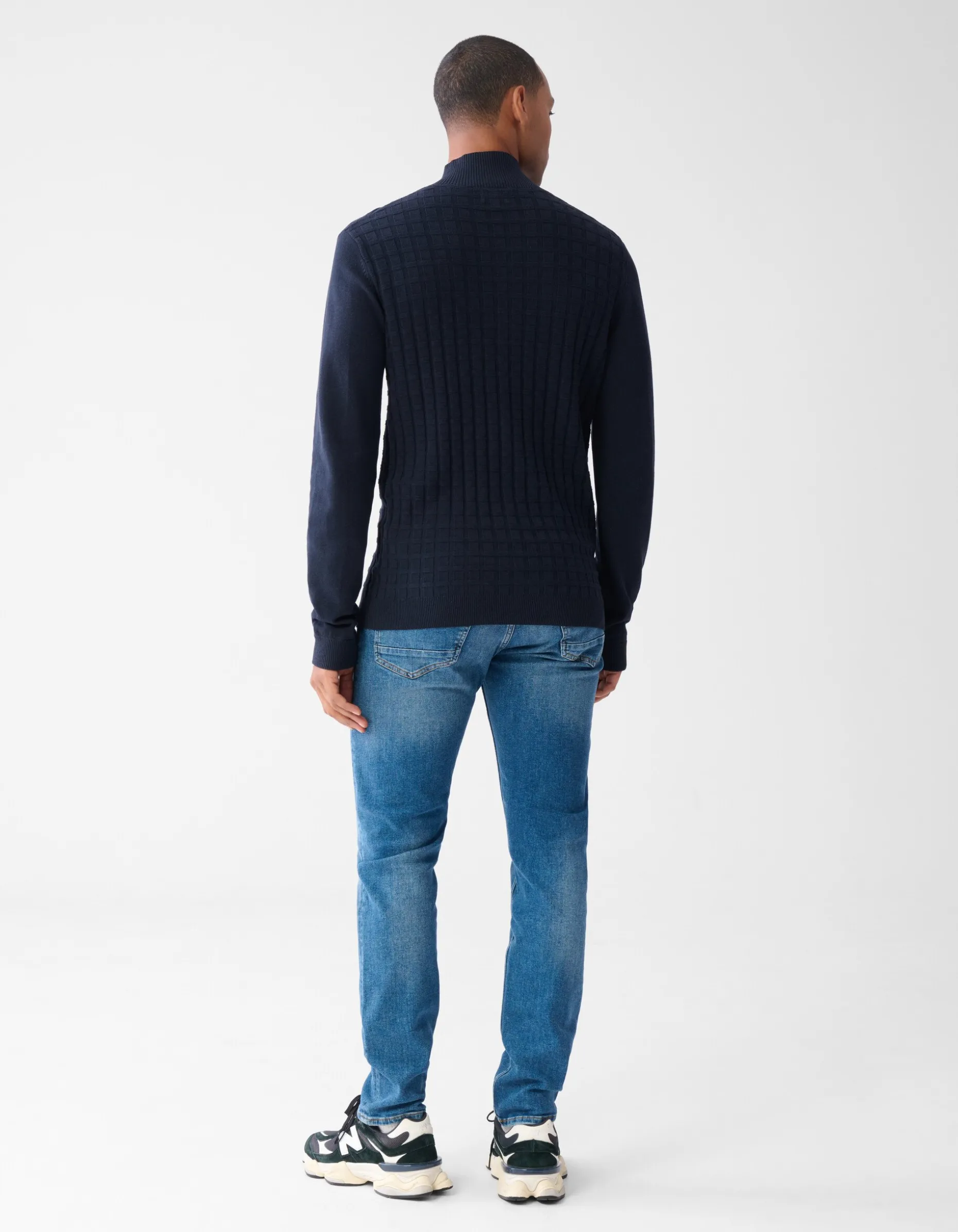Structuur Zip Vest Donkerblauw