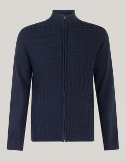 Structuur Zip Vest Donkerblauw