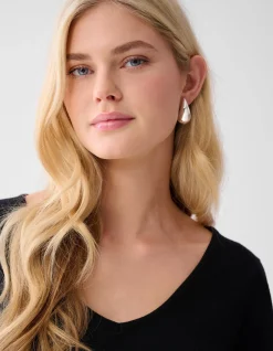 Studded Gebreide V-hals Trui Zwart