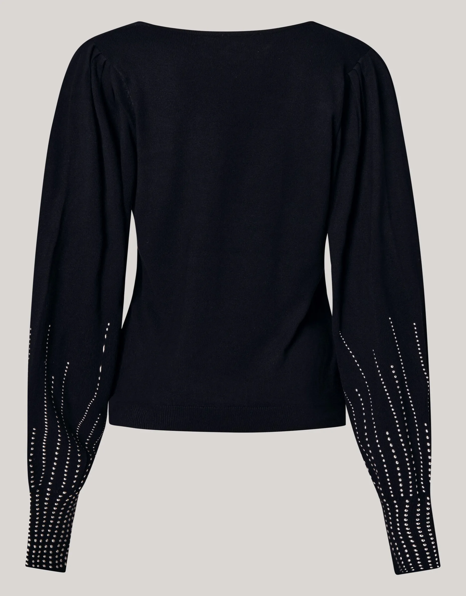 Studded Gebreide V-hals Trui Zwart
