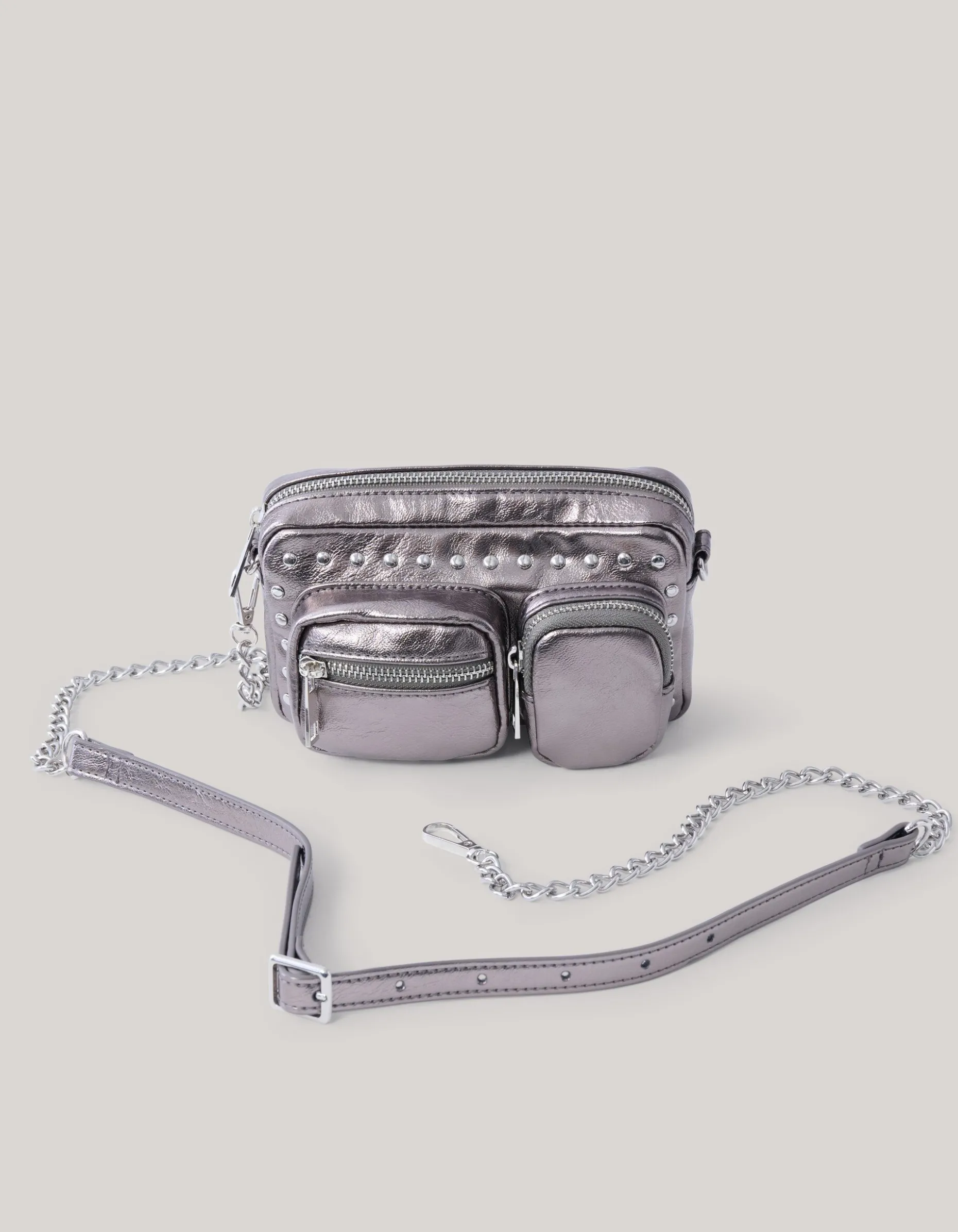 Studded Pocket Tas Zilver
