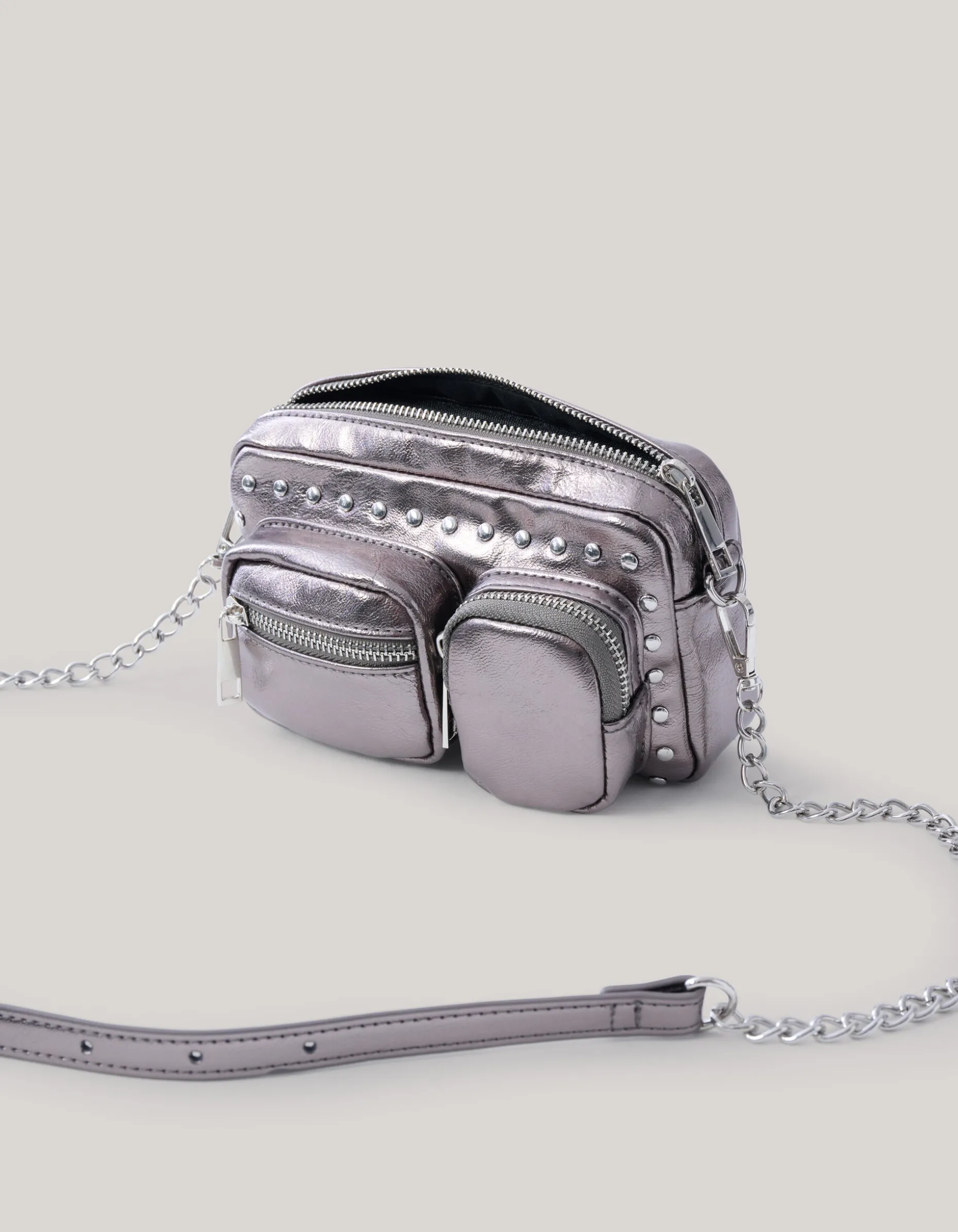 Studded Pocket Tas Zilver
