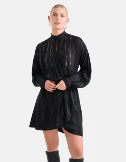 Studs Lurex Jurk Zwart