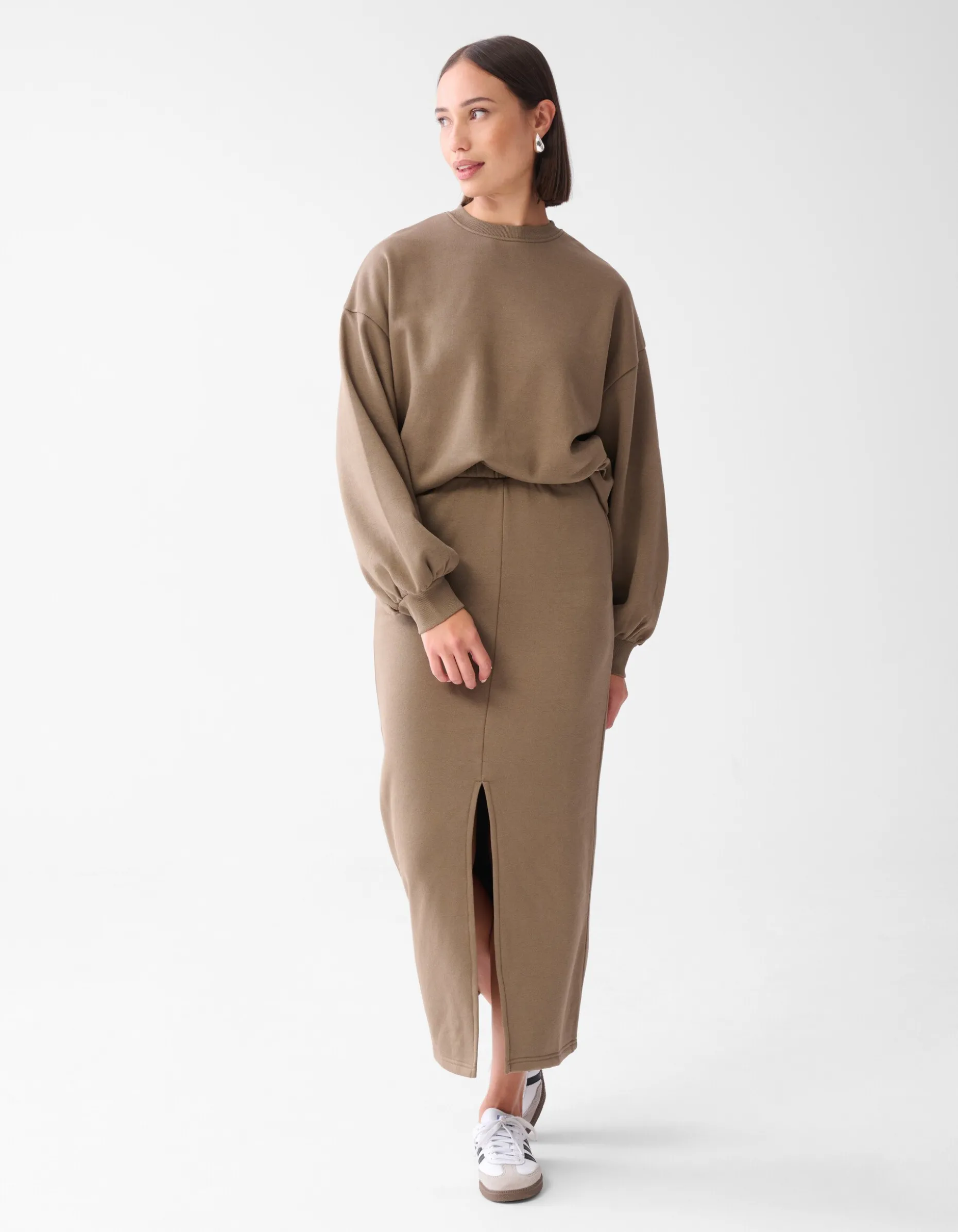 Sweat Maxi Rok Bruin