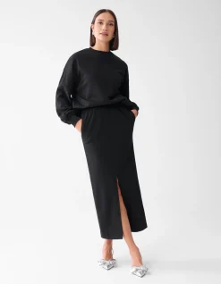 Sweat Maxi Rok Zwart