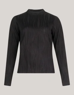 Swirl Crinkle Top Zwart