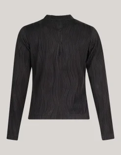 Swirl Crinkle Top Zwart