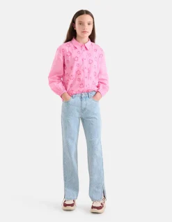 Swirl Print Denim Bleached