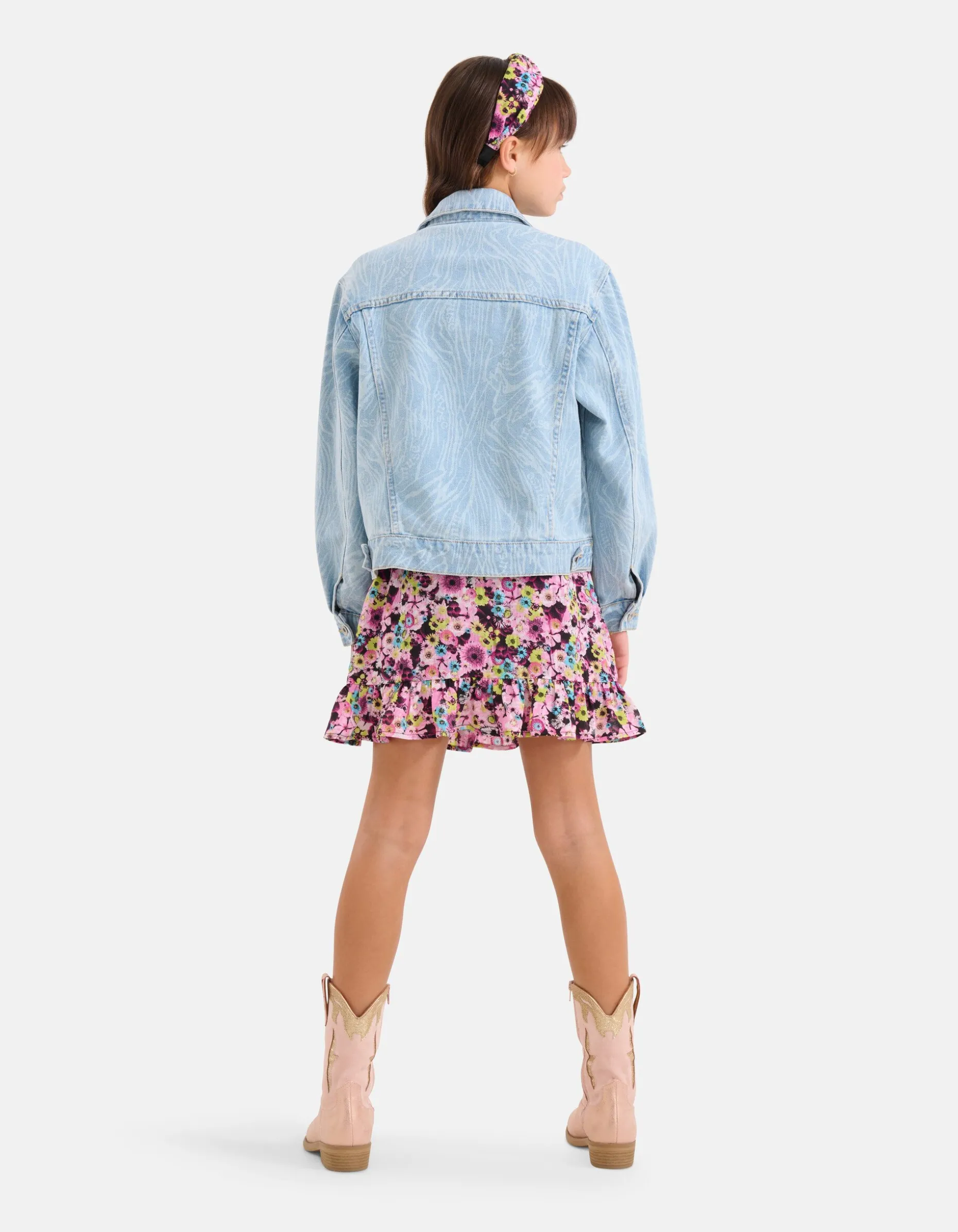 Swirl Print Denim Jack Bleached