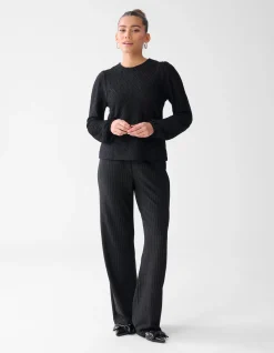 Swirl Structuur Top Zwart