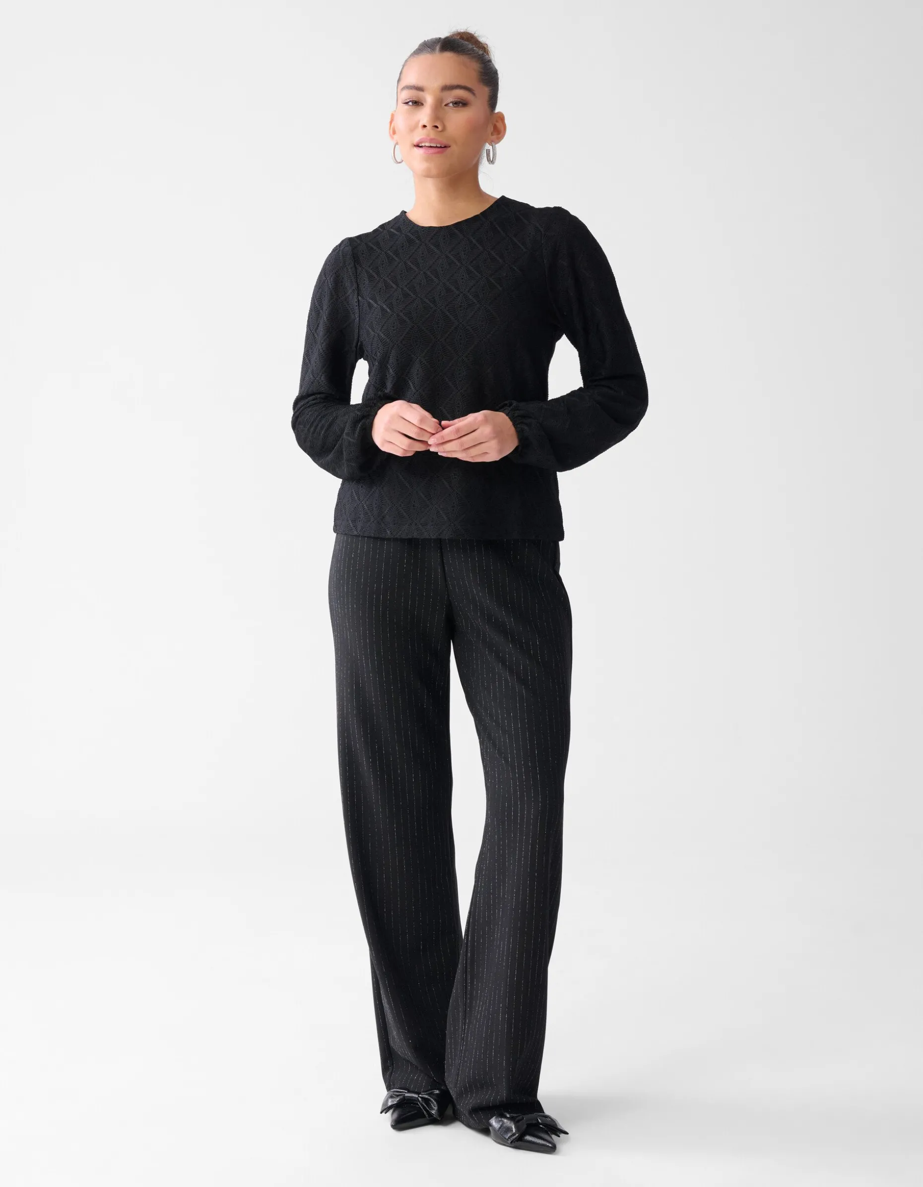 Swirl Structuur Top Zwart