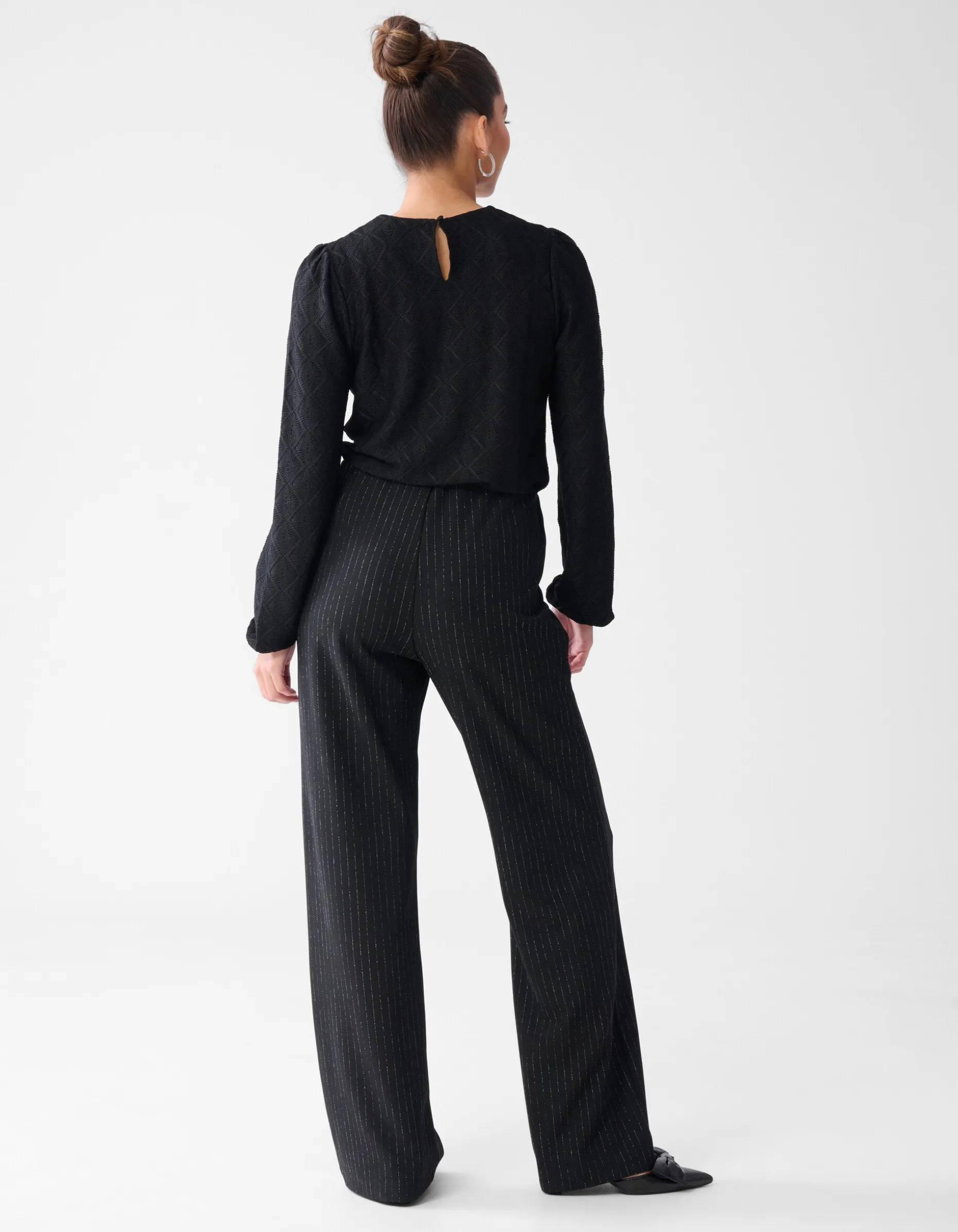 Swirl Structuur Top Zwart