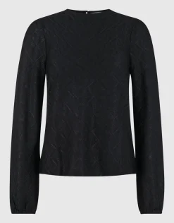 Swirl Structuur Top Zwart