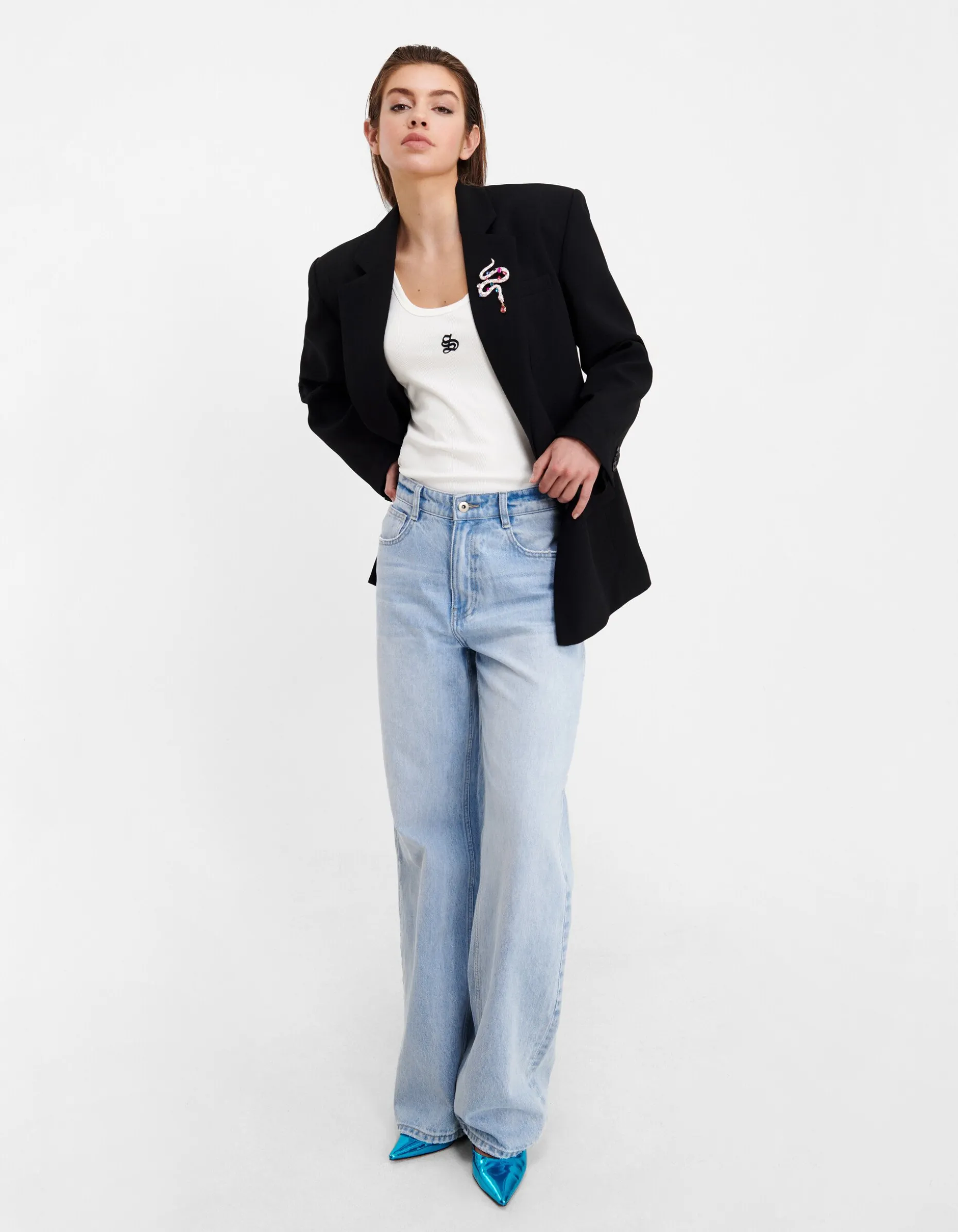 Tapered Fit Blazer Zwart