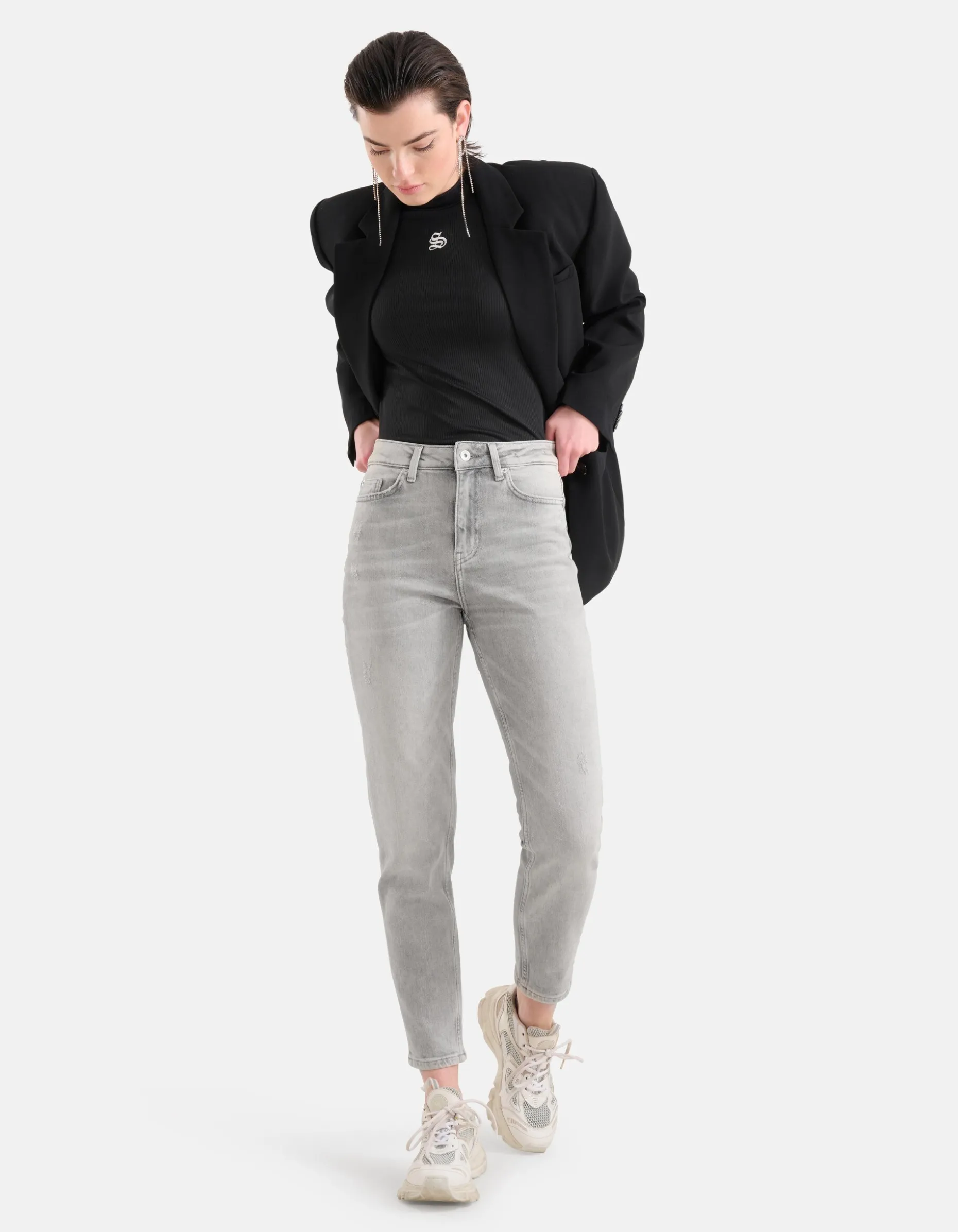 Tapered Fit Jeans Lichtgrijs