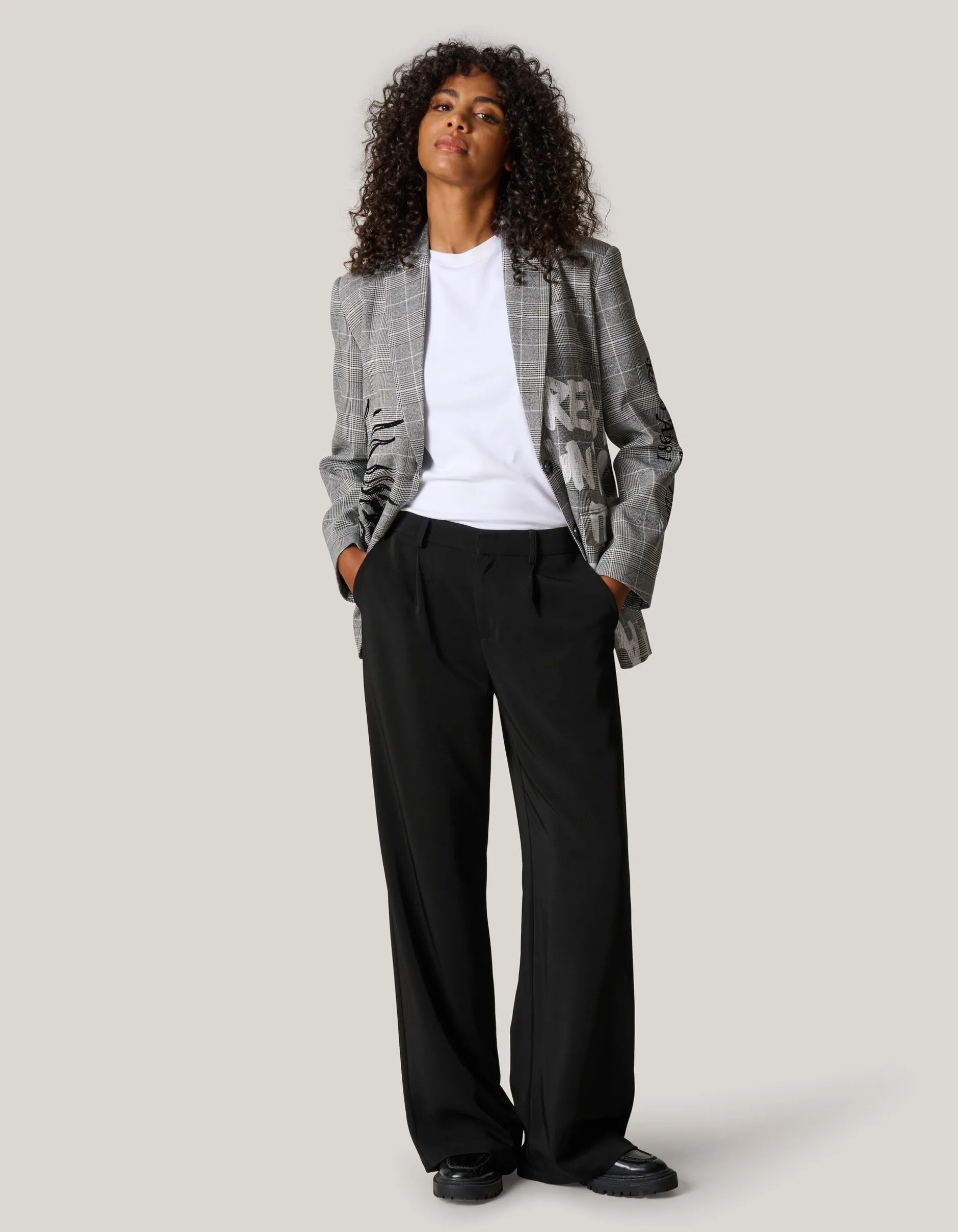 Tekst Blazer Grijs