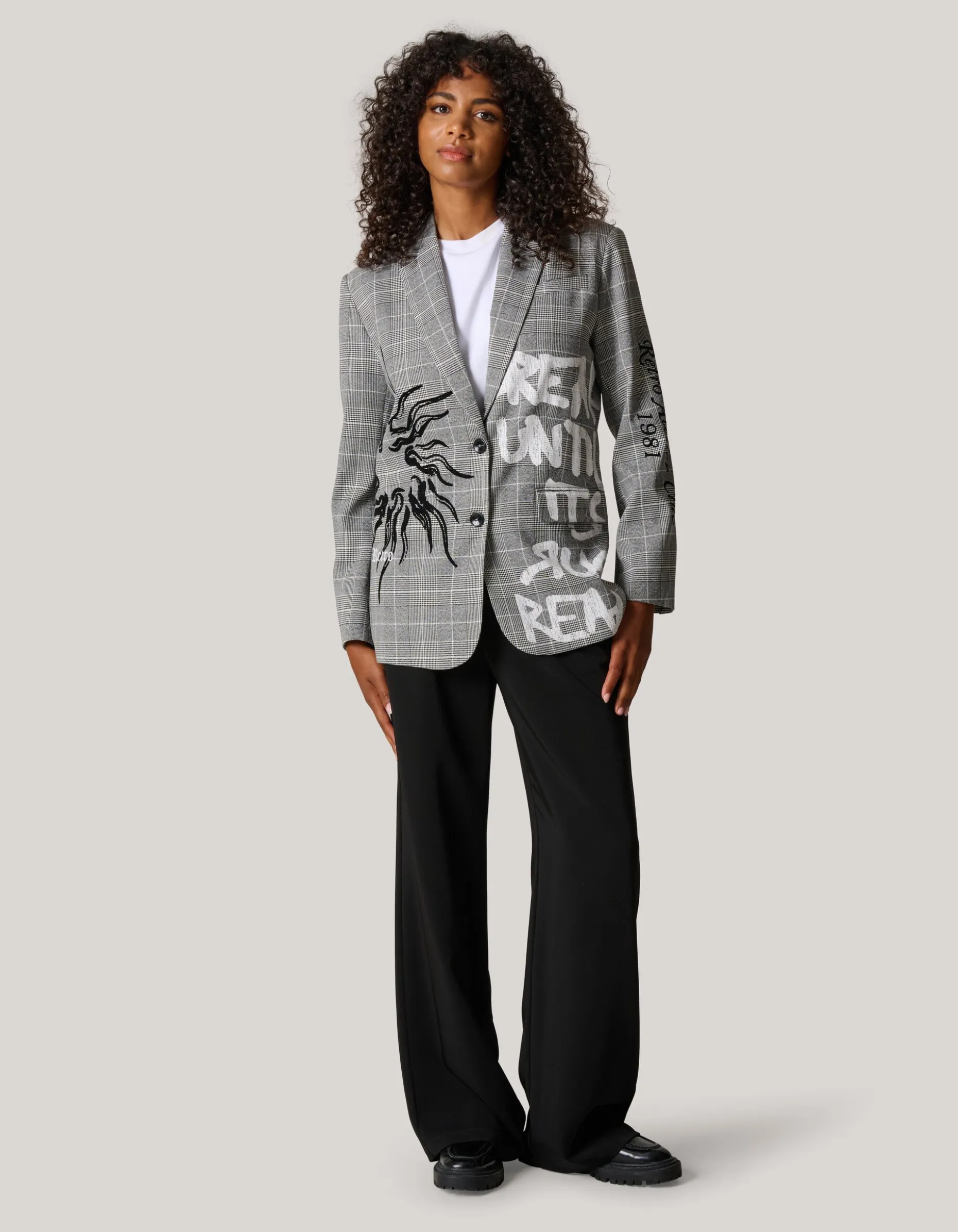Tekst Blazer Grijs