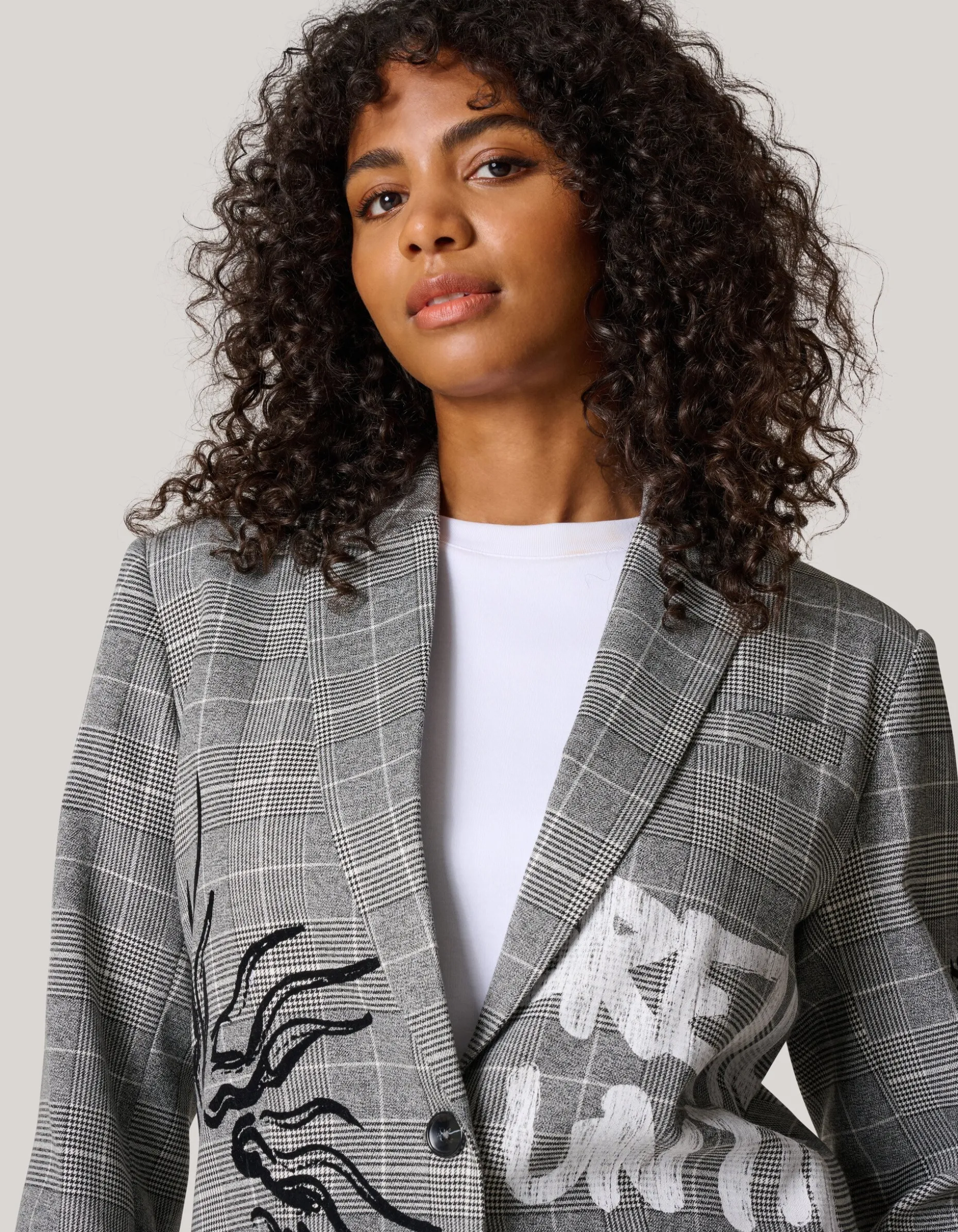 Tekst Blazer Grijs