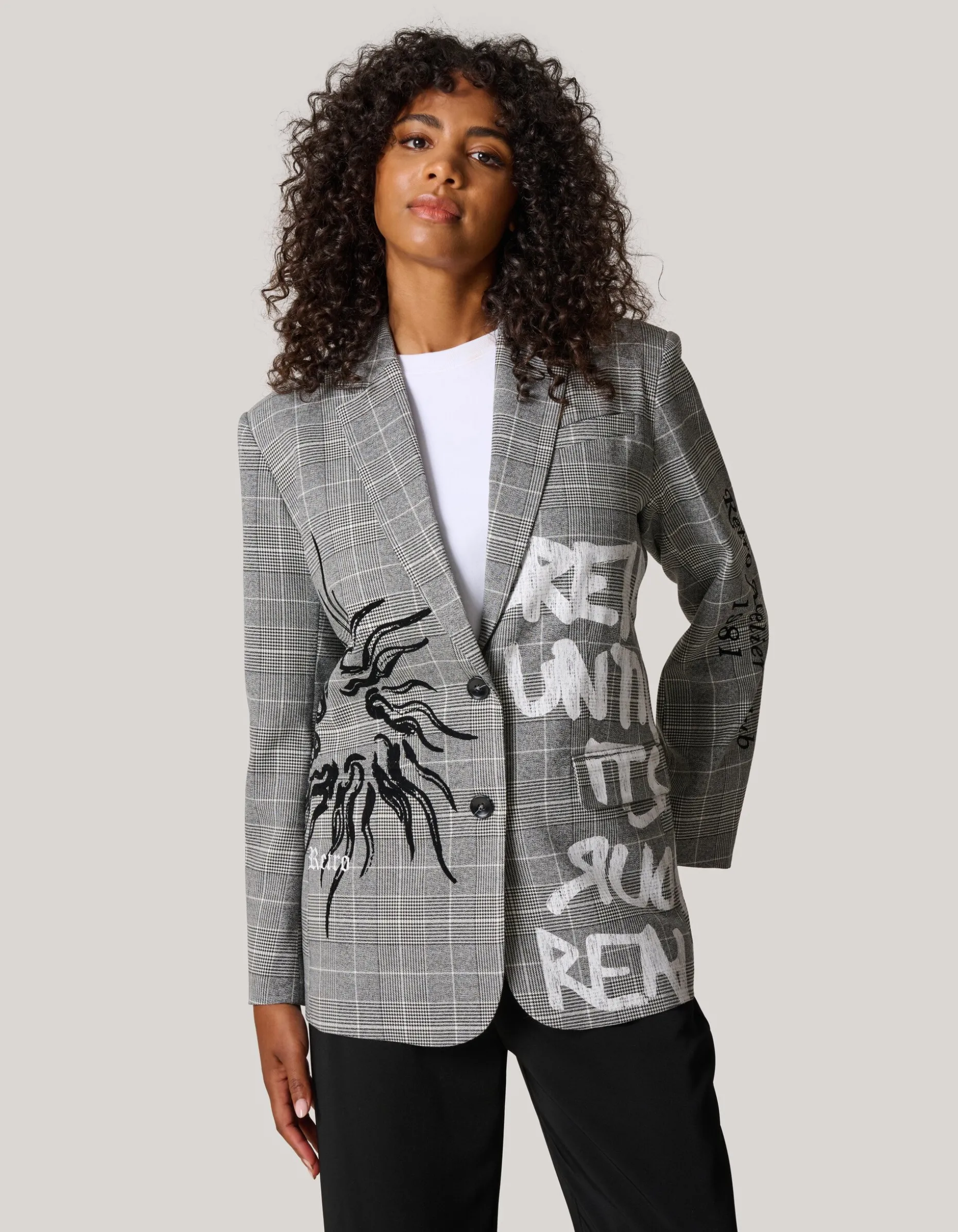 Tekst Blazer Grijs