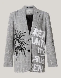 Tekst Blazer Grijs