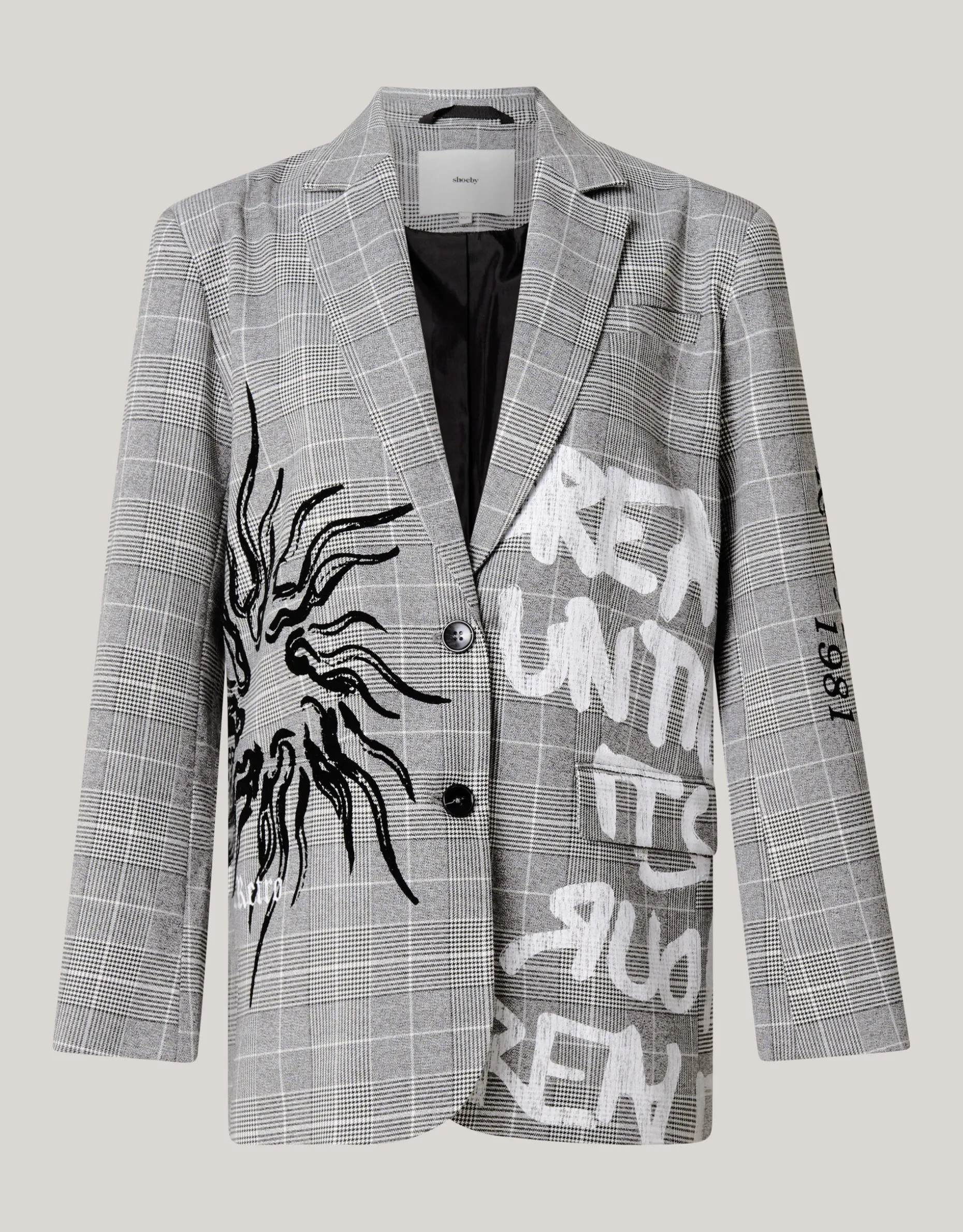 Tekst Blazer Grijs