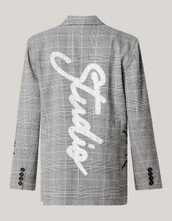Tekst Blazer Grijs