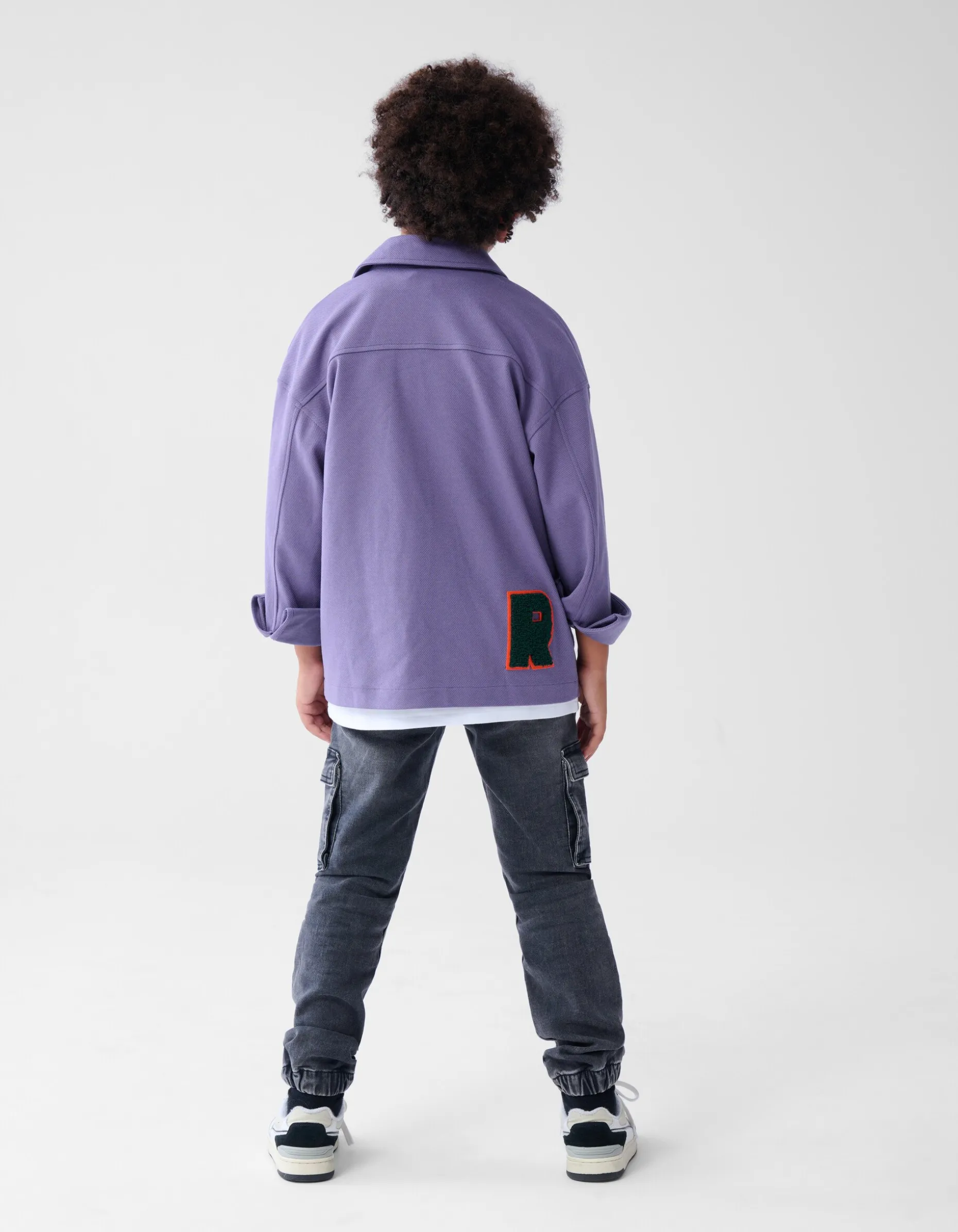 Towelling Patch Overshirt Paars