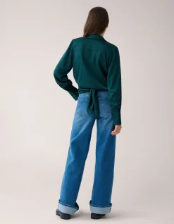 Turn Up Wide Leg Fit Jeans Mediumstone By Mieke