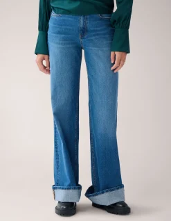 Turn Up Wide Leg Fit Jeans Mediumstone By Mieke
