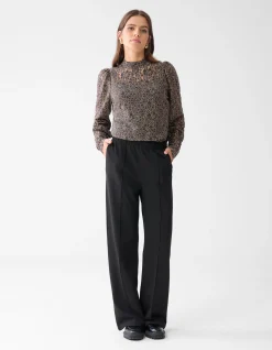 Two Tone Kanten Top Bruin