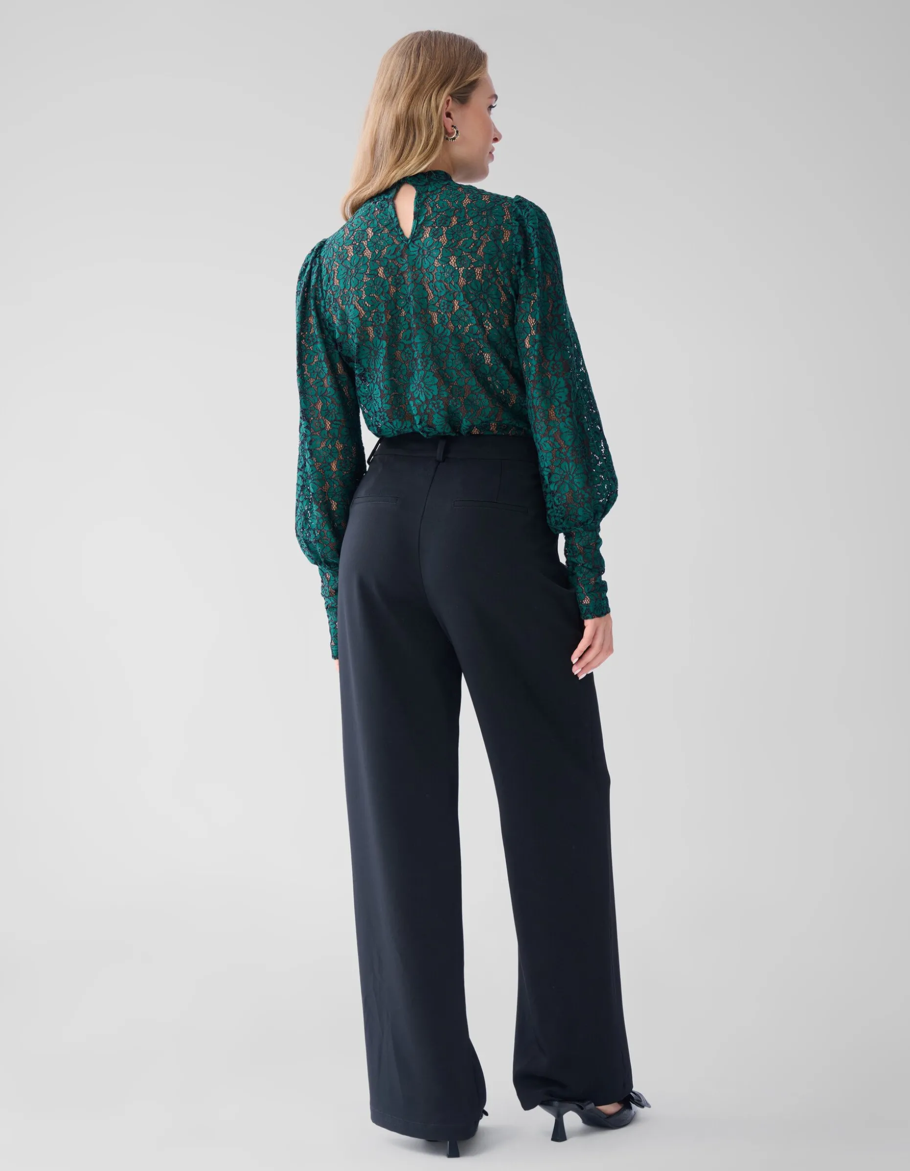 Two Tone Kanten Top Donkergroen