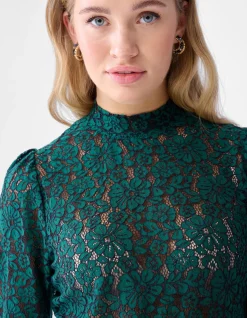 Two Tone Kanten Top Donkergroen