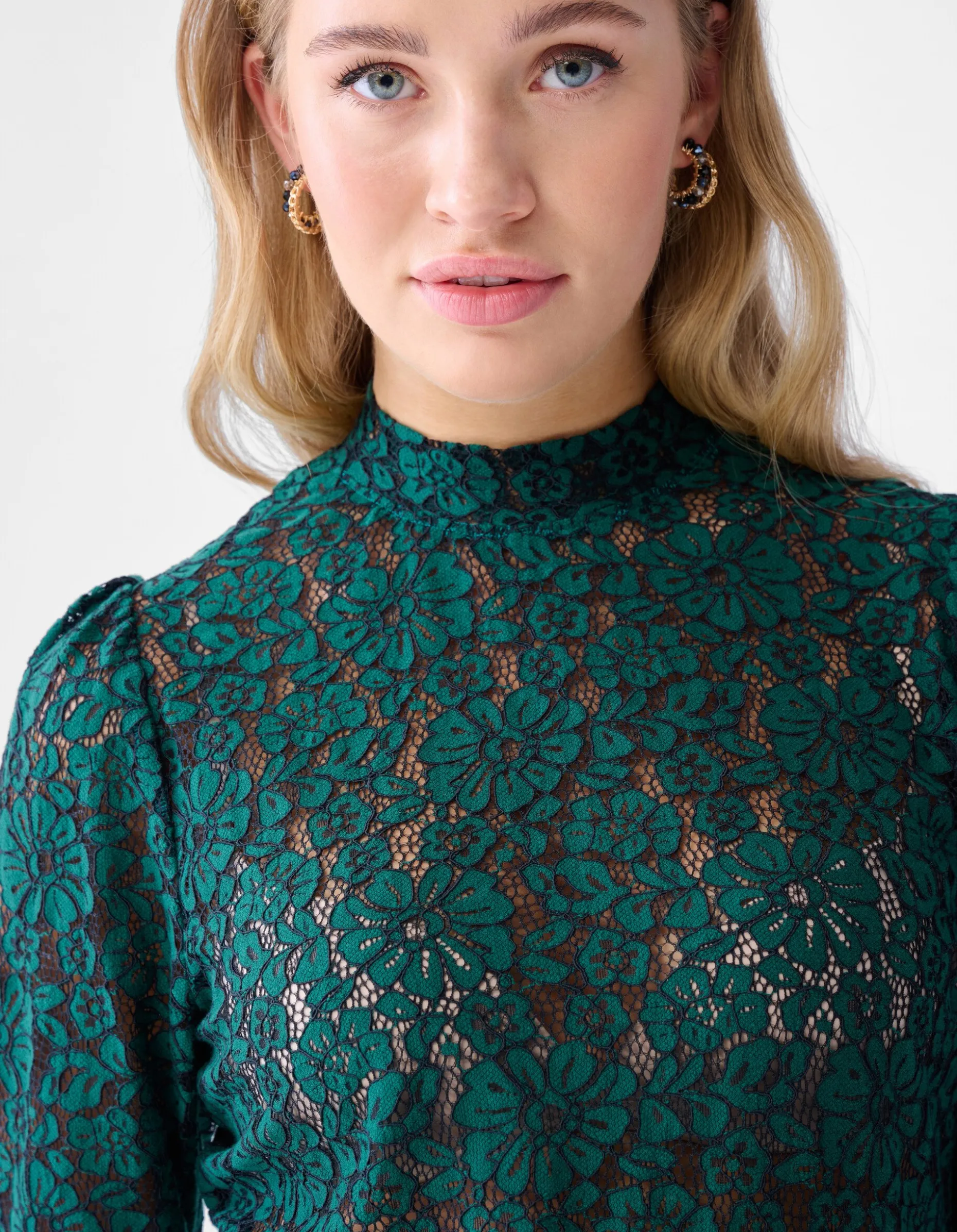 Two Tone Kanten Top Donkergroen
