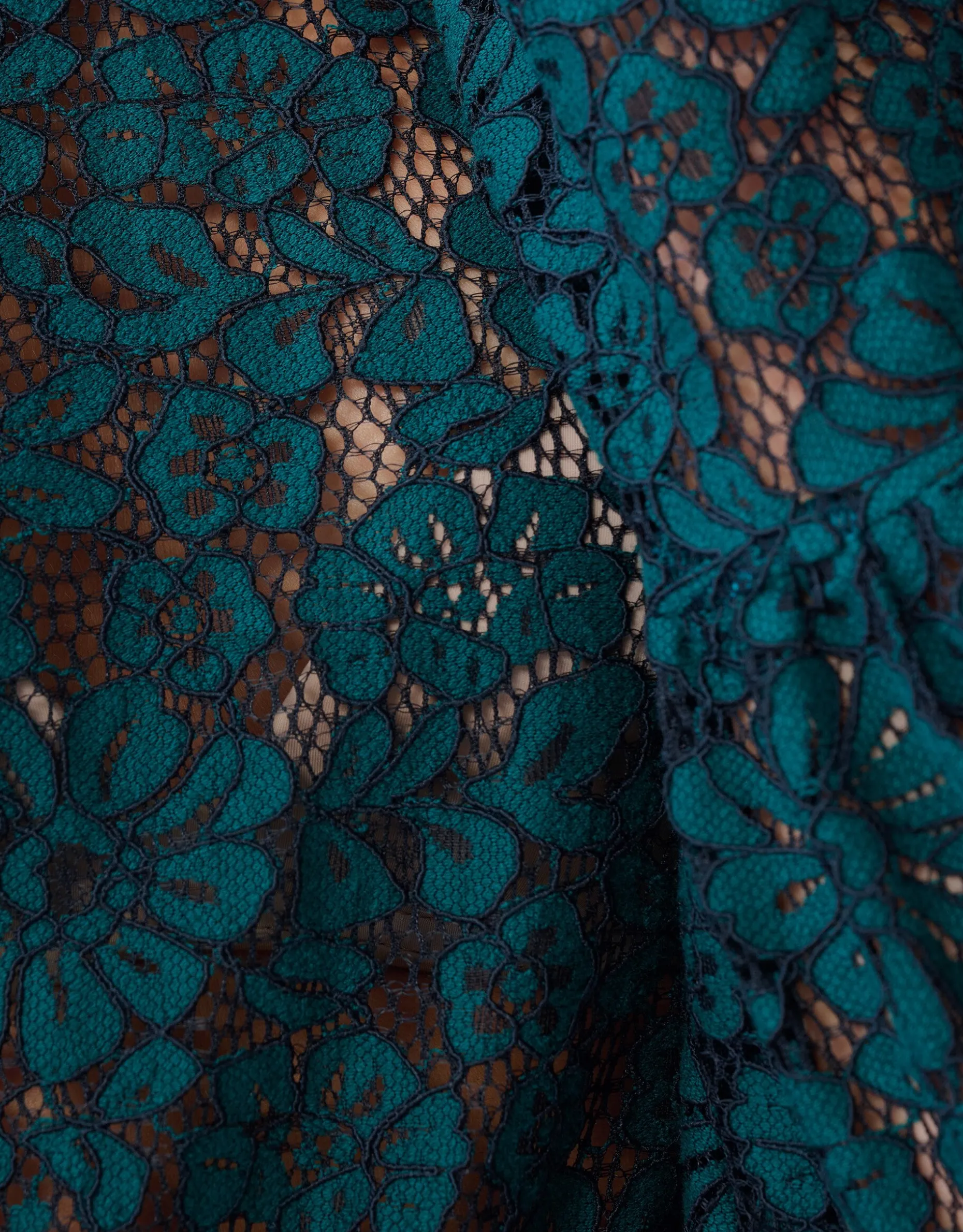 Two Tone Kanten Top Donkergroen