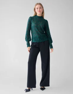 Two Tone Kanten Top Donkergroen